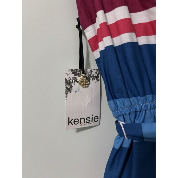 Kensie Striped Sleeveless Ruffle Hem Colorful Collared Maxi Dress Size 2 NEW - Picture 9 of 13